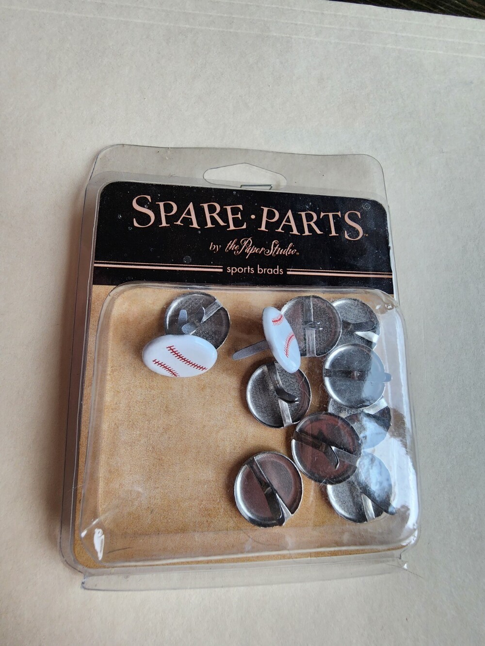 NEW 12 Piece Spare Parts by The Paper Studio Sports Brads BASEBALLS Vintage #20